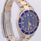 Rolex Submariner Date 40mm BLUE Two-Tone 18K Gold NO-HOLES Steel 16613 Watch