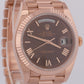 PAPERS Rolex Day-Date President 40mm CHOCOLATE ROMAN Brown 18K Gold 228235 BOX