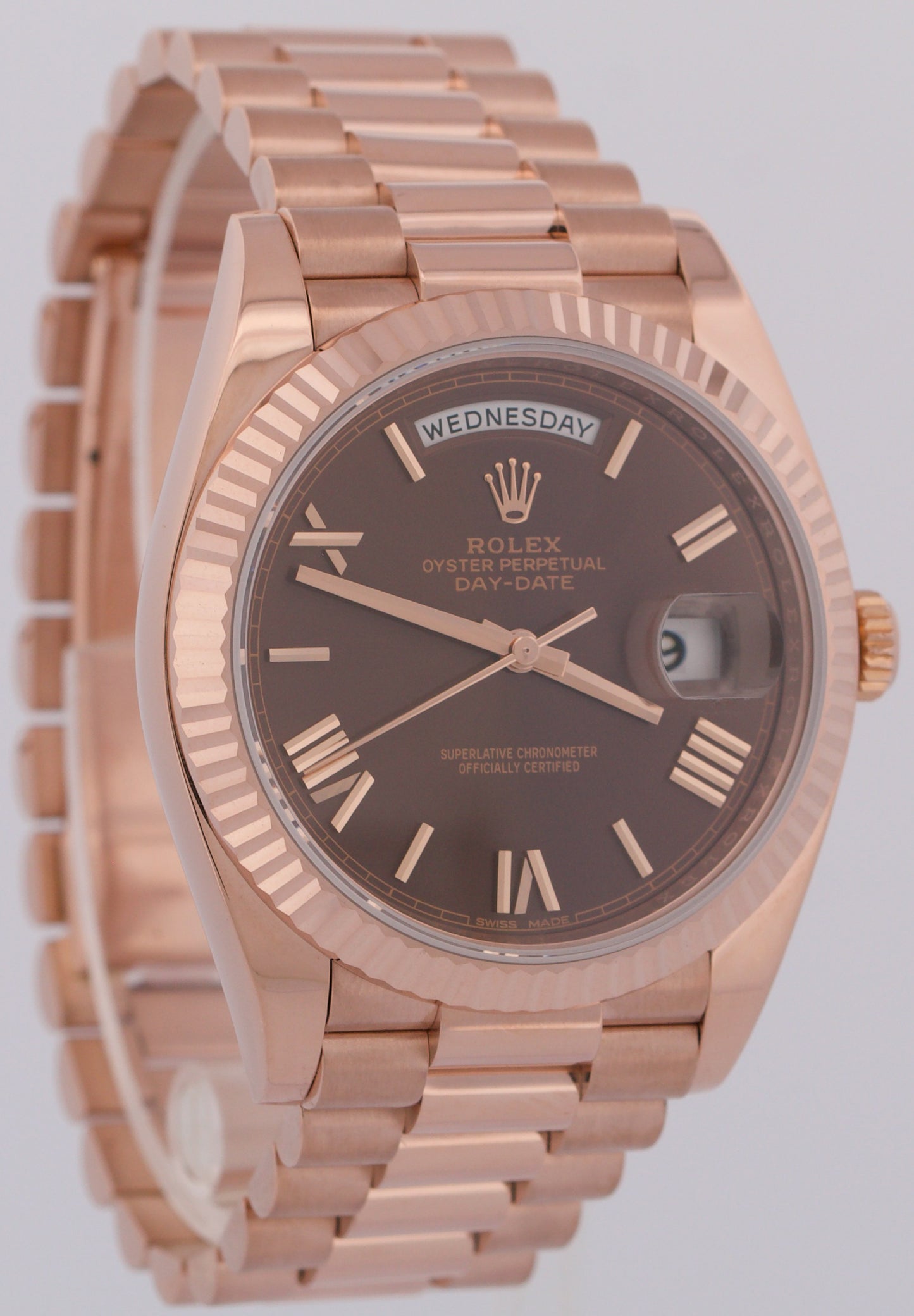 PAPERS Rolex Day-Date President 40mm CHOCOLATE ROMAN Brown 18K Gold 228235 BOX
