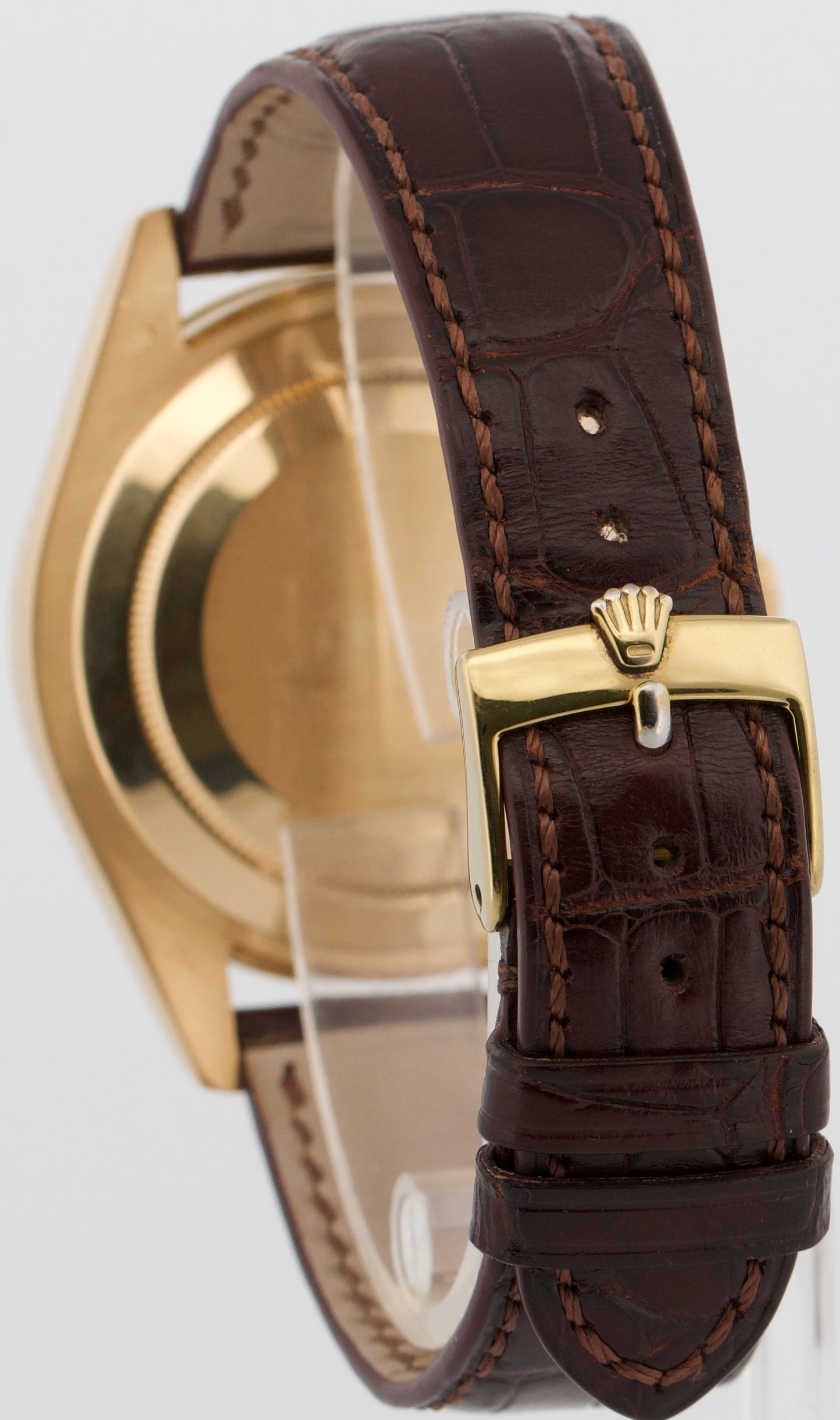 Rolex Day-Date II 218238 Champagne Diamond 18K Yellow Gold Leather 41mm Watch