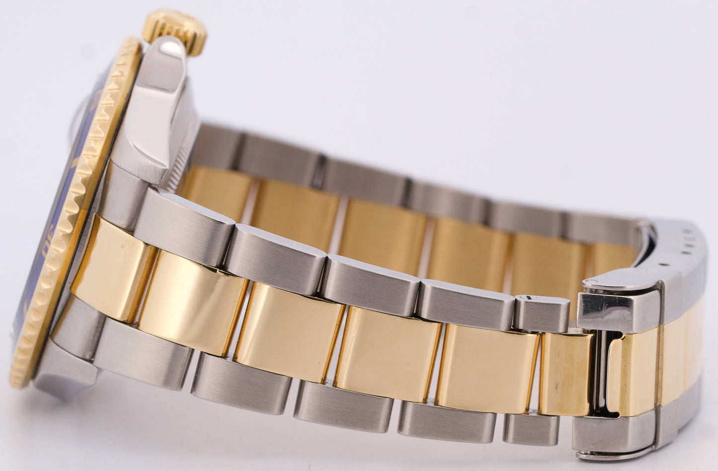 Rolex Submariner Date 40mm BLUE Two-Tone 18K Gold NO-HOLES Steel 16613 Watch