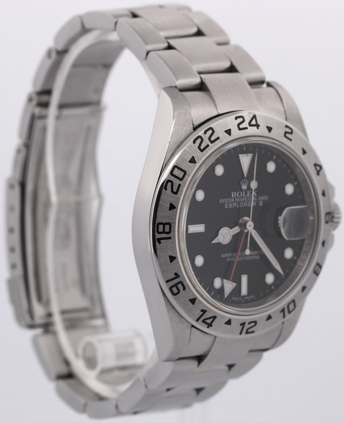 Rolex Explorer II 16570 Black Rehaut 3186 Stainless Steel No-Holes 40mm Watch