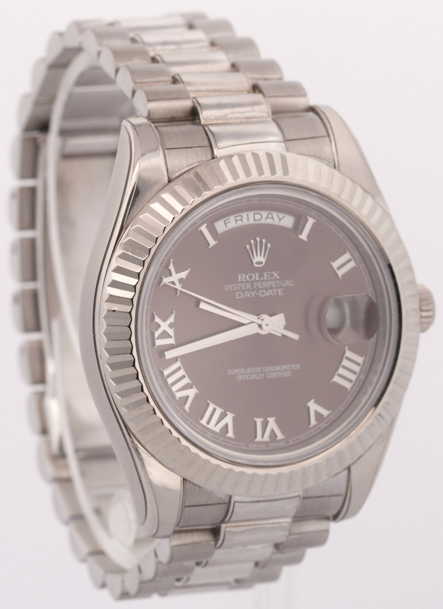 Rolex Day-Date II Presidential Brown HAVANA ROMAN 18K Gold 41mm 218239 BOX