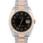 Rolex DateJust 36mm SUNBEAM Black Dial 18K Everose Gold Steel 116201 Watch