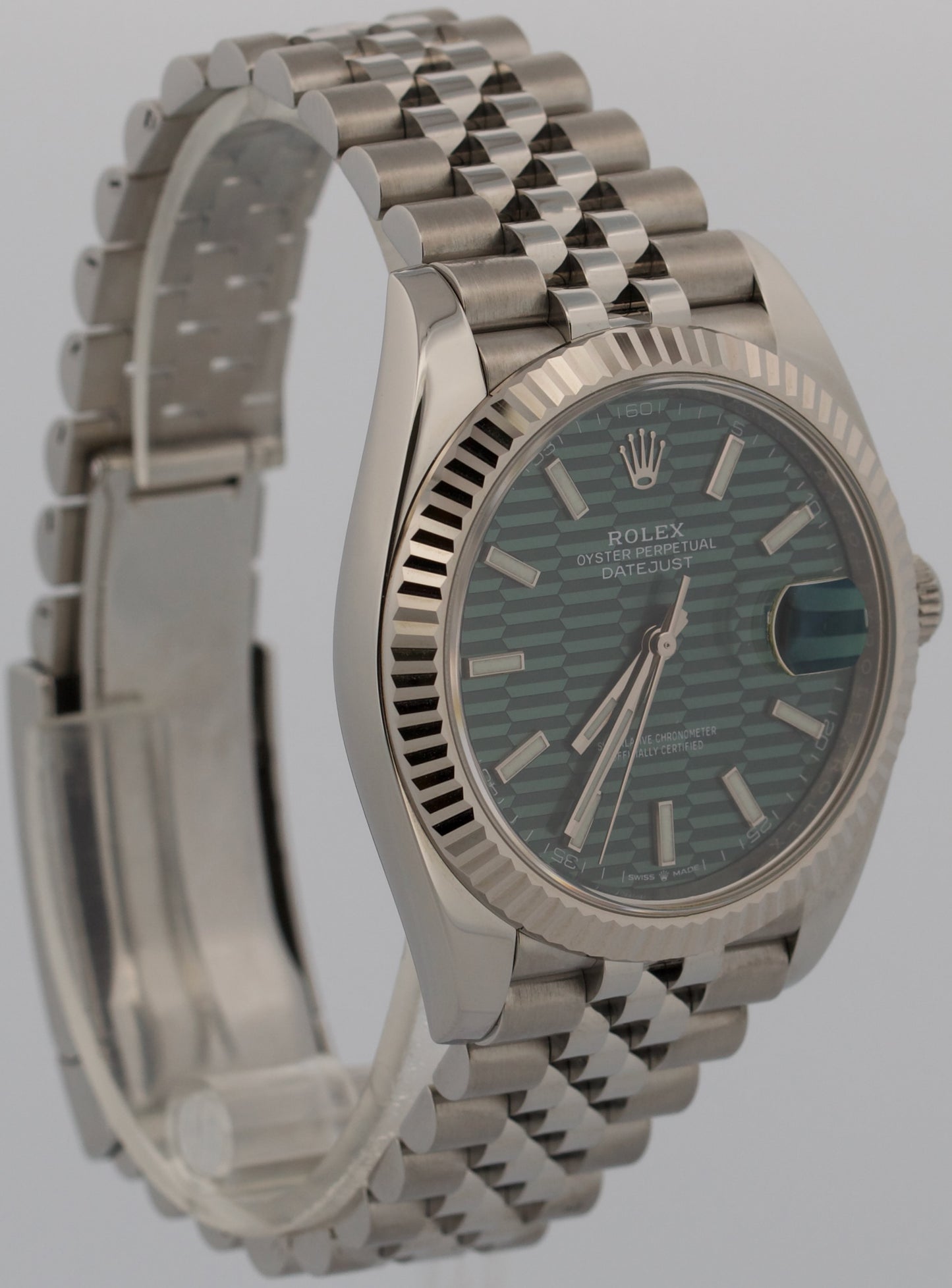 2025 Rolex DateJust 126334 Mint Green Motif Steel Jubilee 41mm Watch Box Papers