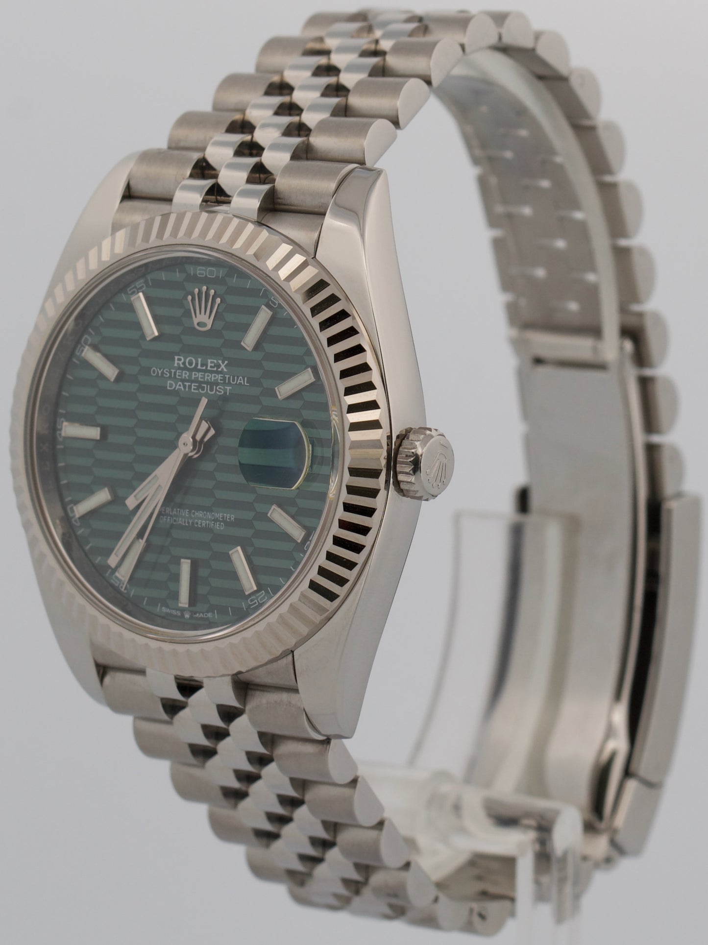 2025 Rolex DateJust 126334 Mint Green Motif Steel Jubilee 41mm Watch Box Papers