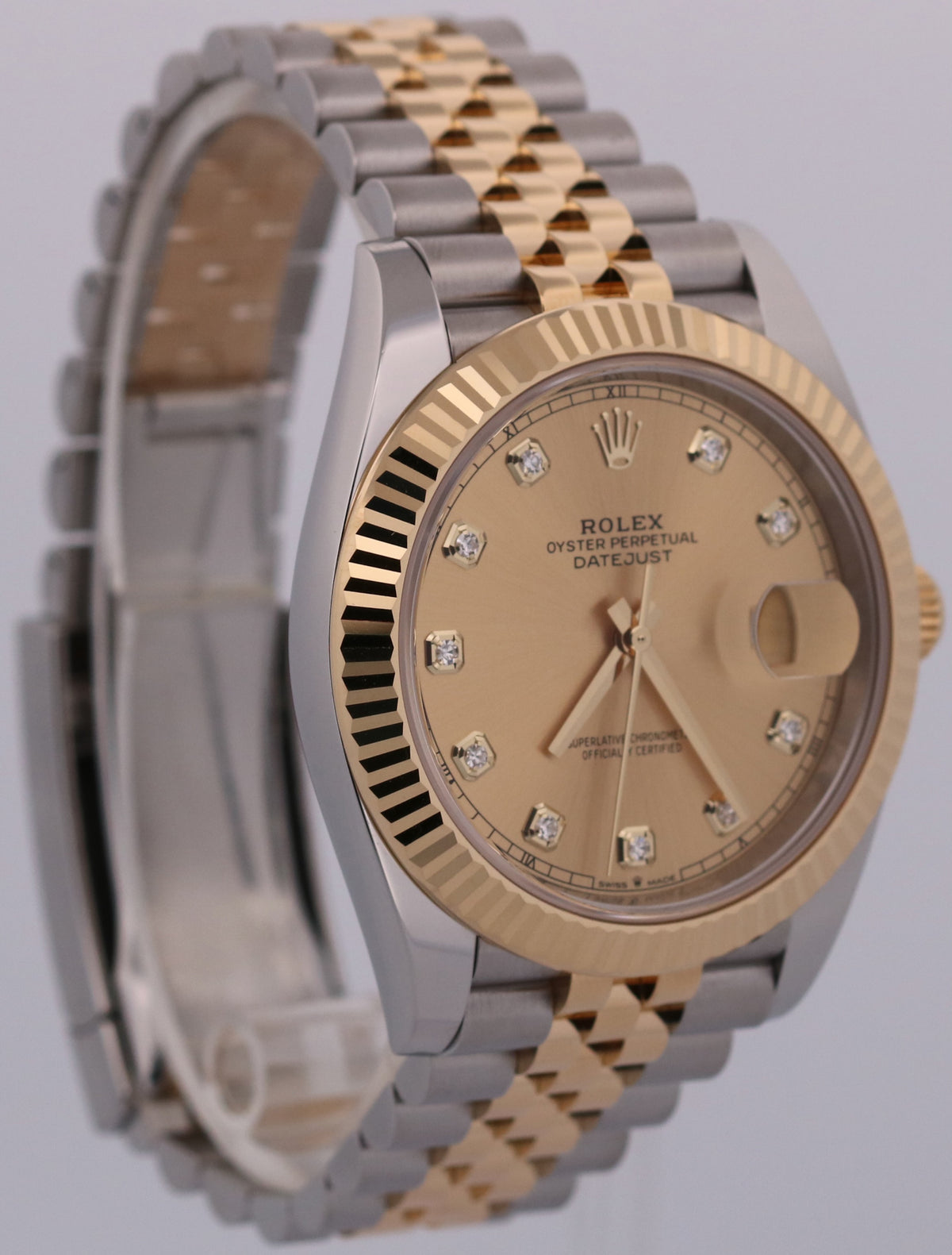 2024 Rolex DateJust 126333 Champagne Diamond 18K Steel Jubilee 41mm Box Papers