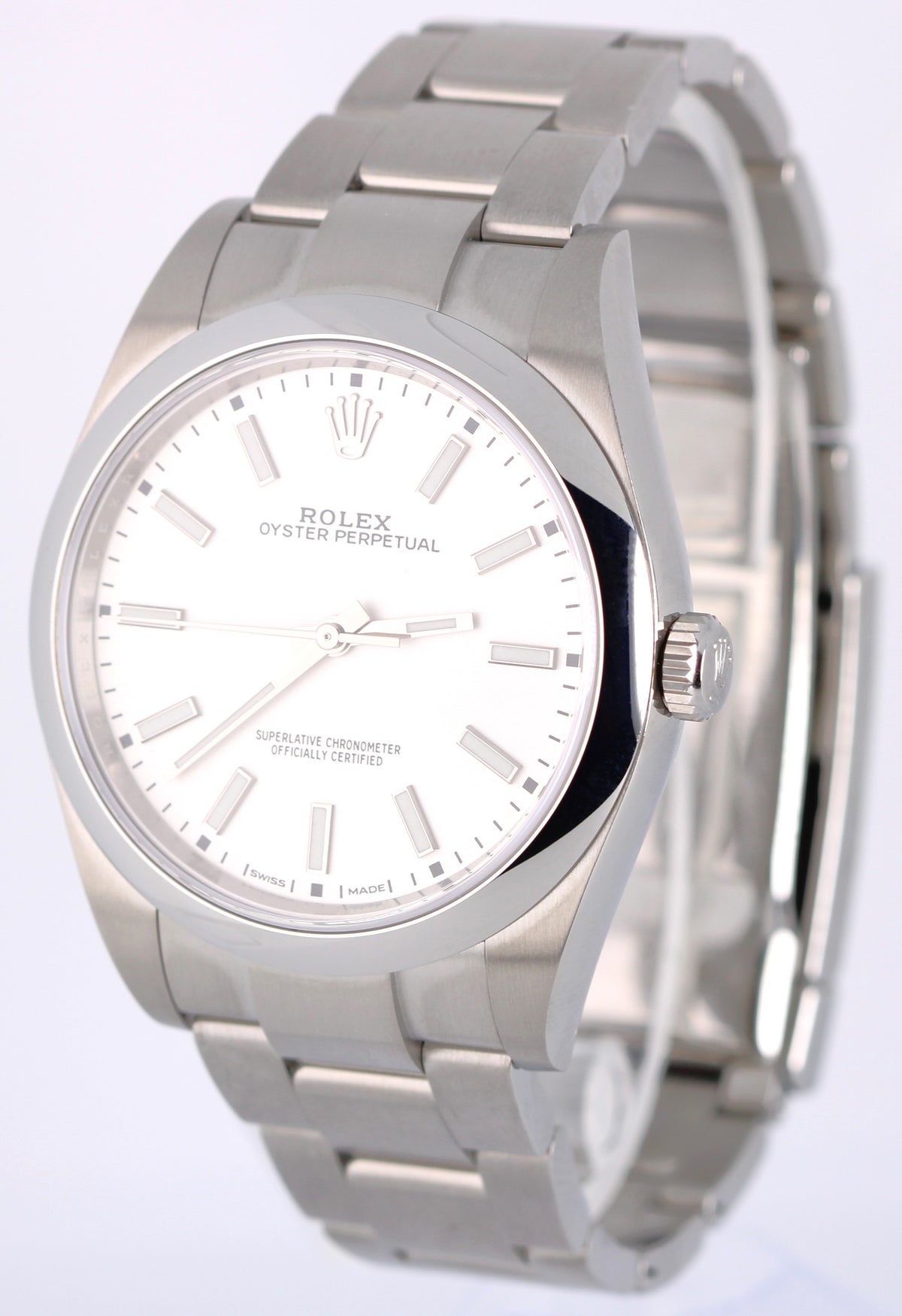 2019 Rolex Oyster Perpetual 114300 White 39mm Stainless Steel Watch Box Papers