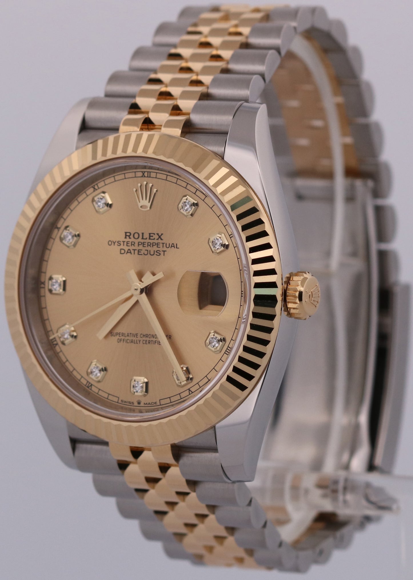 2024 Rolex DateJust 126333 Champagne Diamond 18K Steel Jubilee 41mm Box Papers