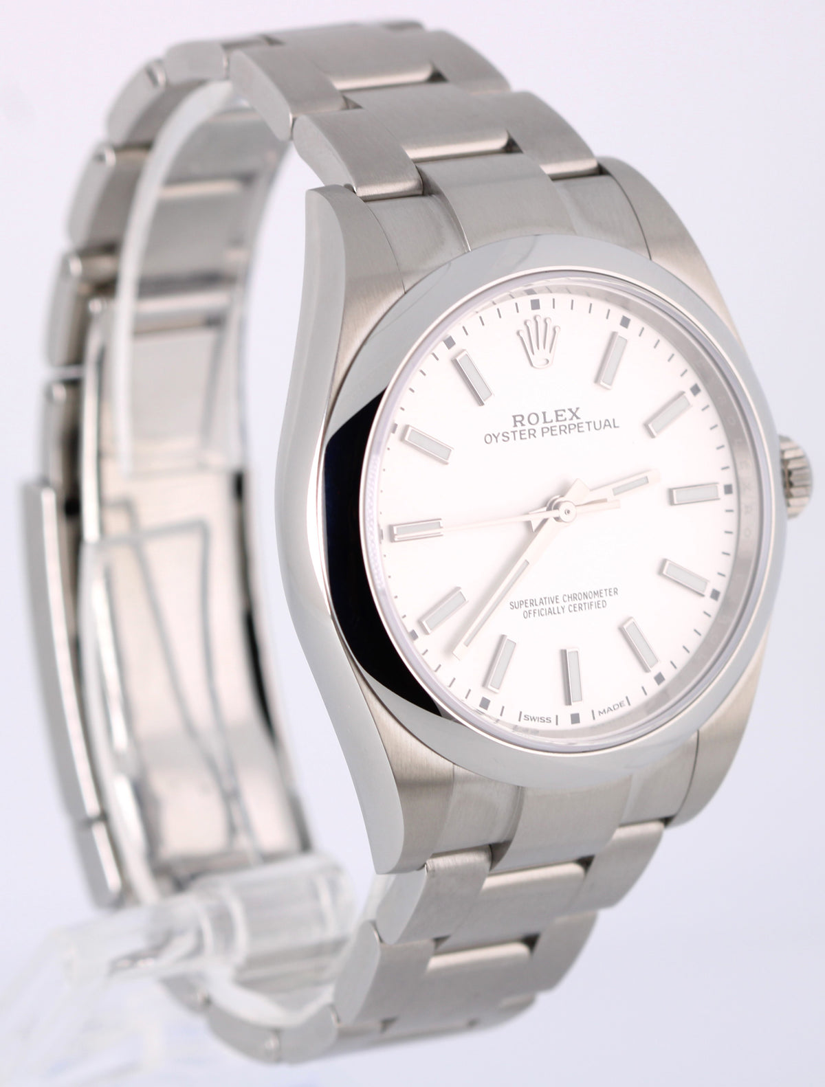 2019 Rolex Oyster Perpetual 114300 White 39mm Stainless Steel Watch Box Papers