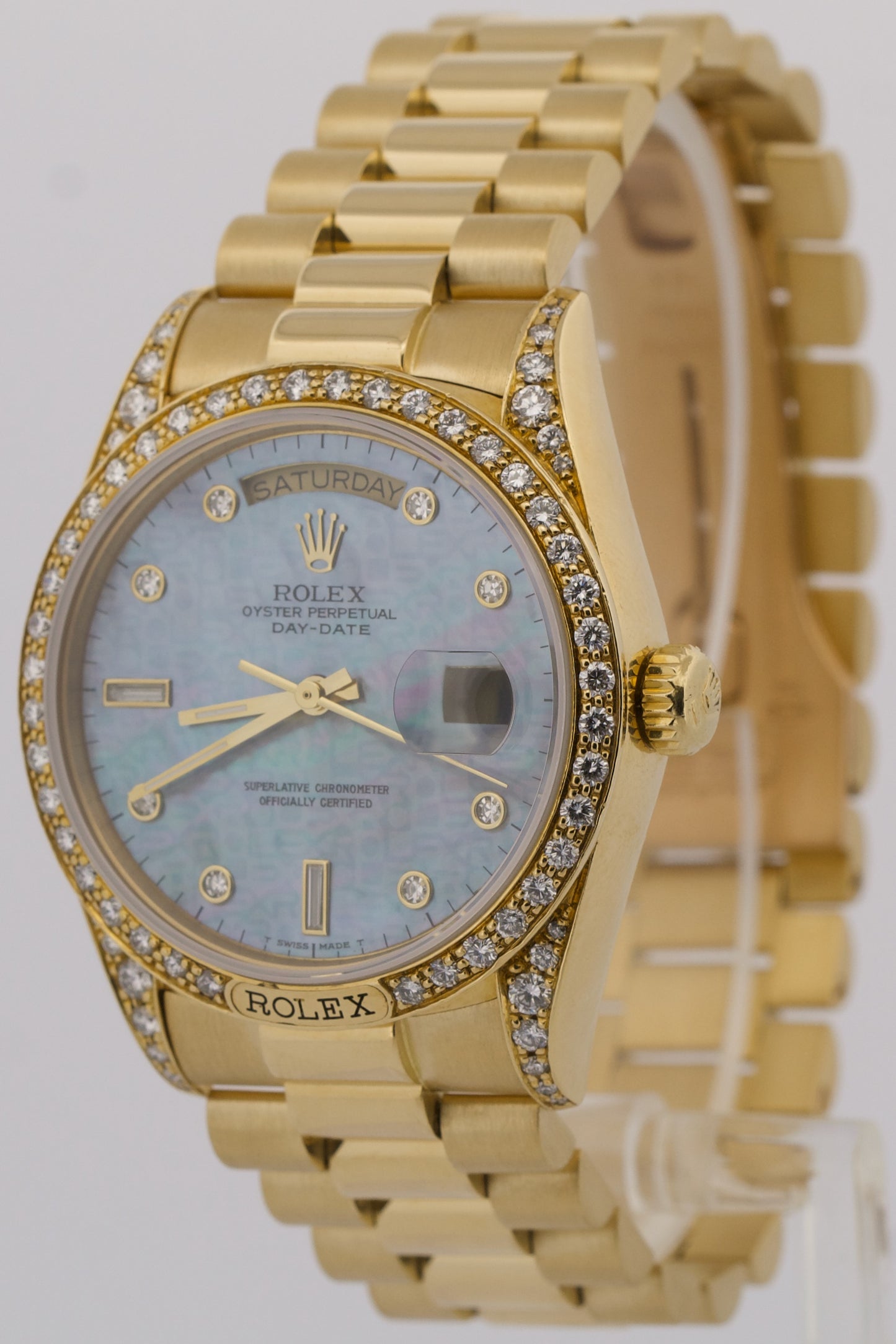 Rolex Day-Date President CROWN COLLECTION 18K Gold MOP DIAMOND 36mm 18138 BOX