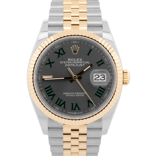 FEB 2026 PAPERS Rolex DateJust WIMBLEDON 36mm Steel 18K JUBILEE Watch 126233 BOX