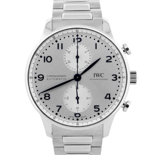 2021 IWC Portugieser Chronograph PAPERS Steel Silver 41mm Watch IW371617 BOX