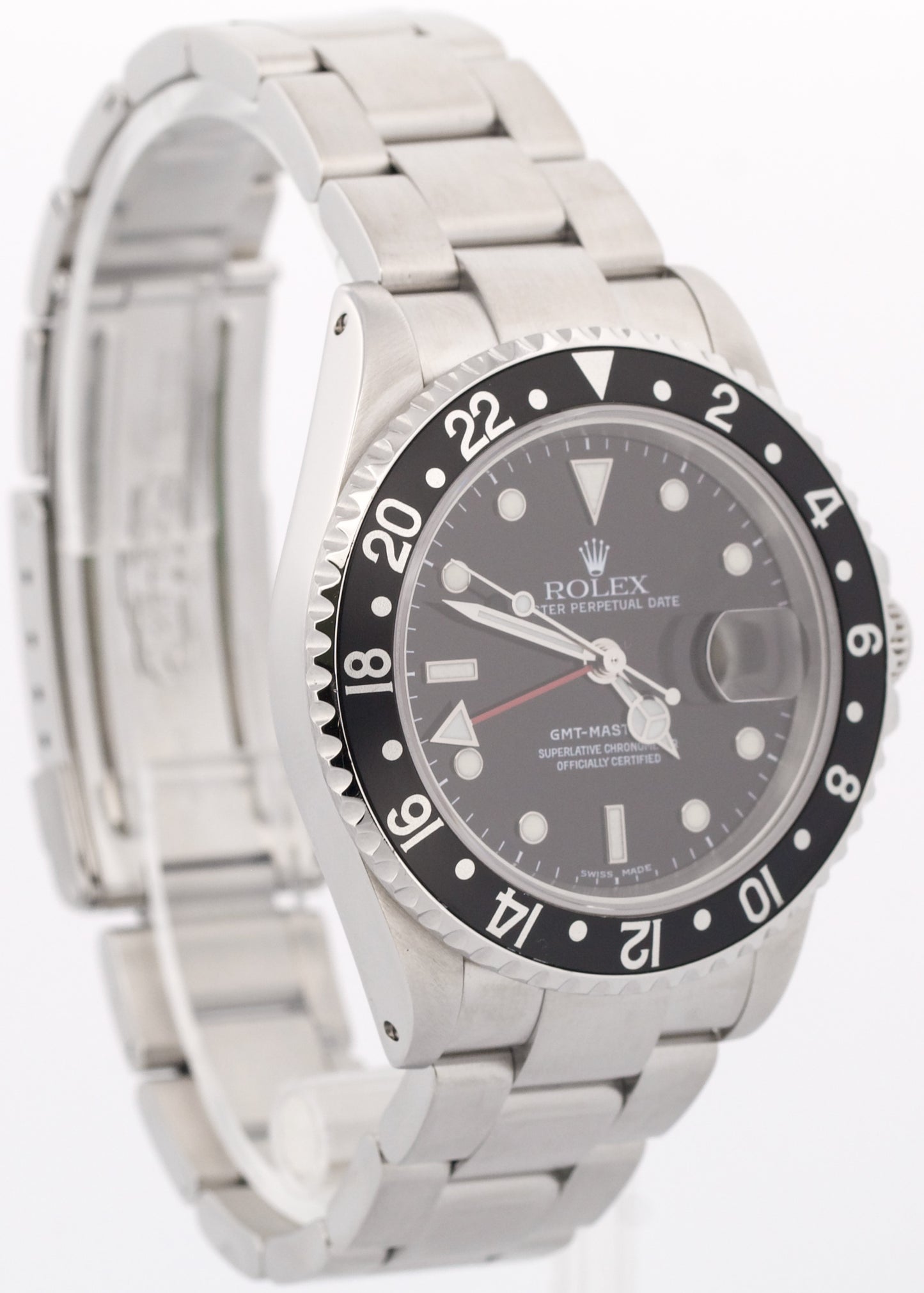Rolex GMT-Master II 40mm BLACK Stainless Steel Red Oyster Date 16710 Watch