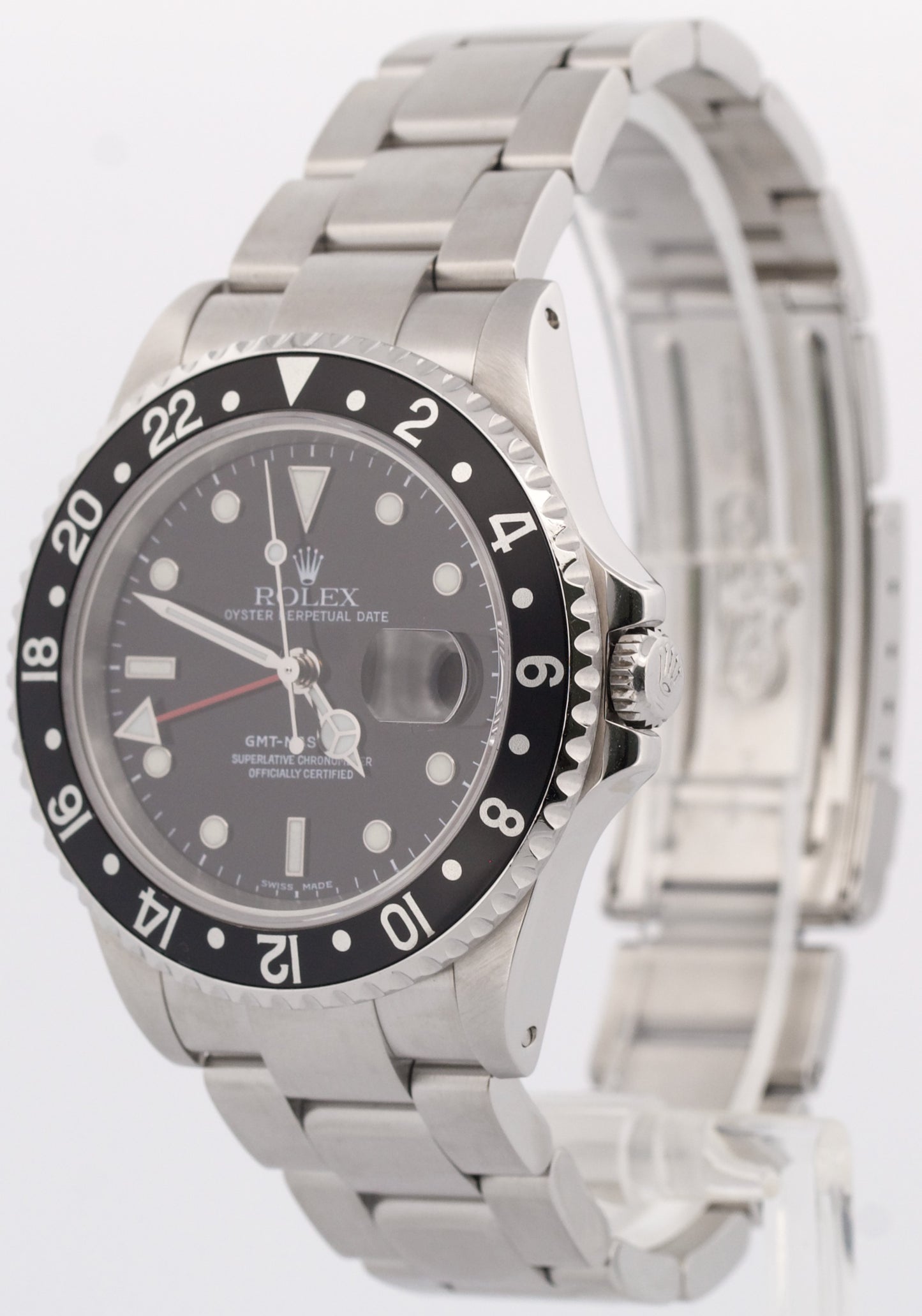 Rolex GMT-Master II 40mm BLACK Stainless Steel Red Oyster Date 16710 Watch