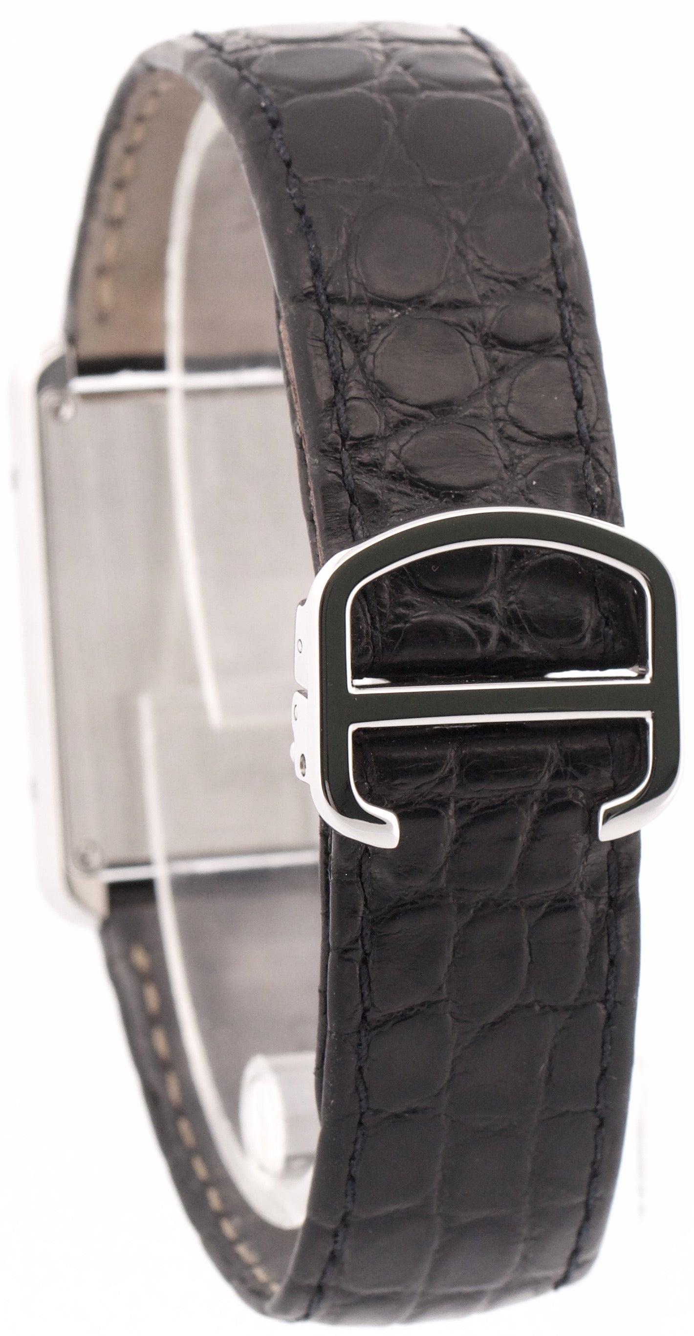 Cartier Tank Solo Stainless Steel WHITE Roman Quartz 2715 W1018355 Leather Watch
