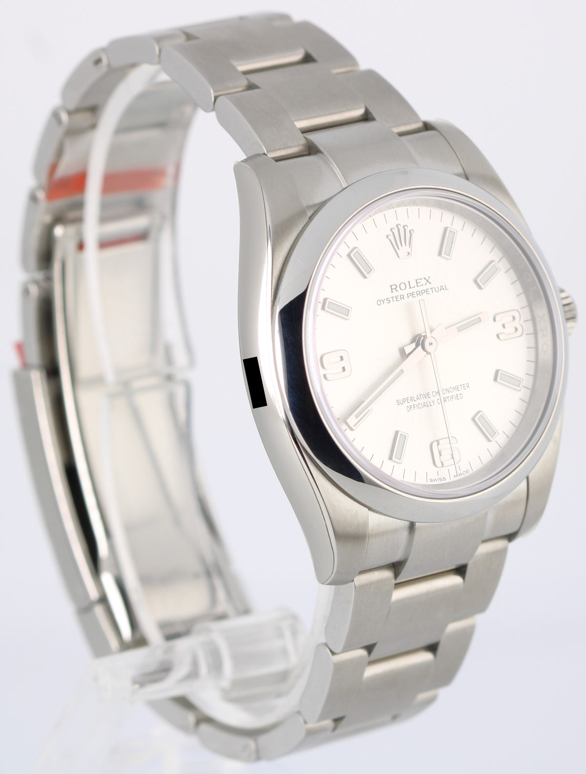 NOS Stickered 2016 Rolex Oyster Perpetual 114200 Silver 34mm Watch Box Papers