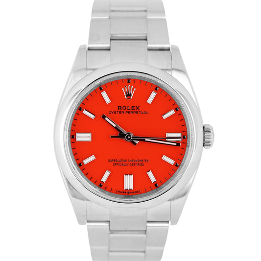 Rolex Oyster Perpetual Stainless Steel Coral Red 36mm 126000 Oyster Watch