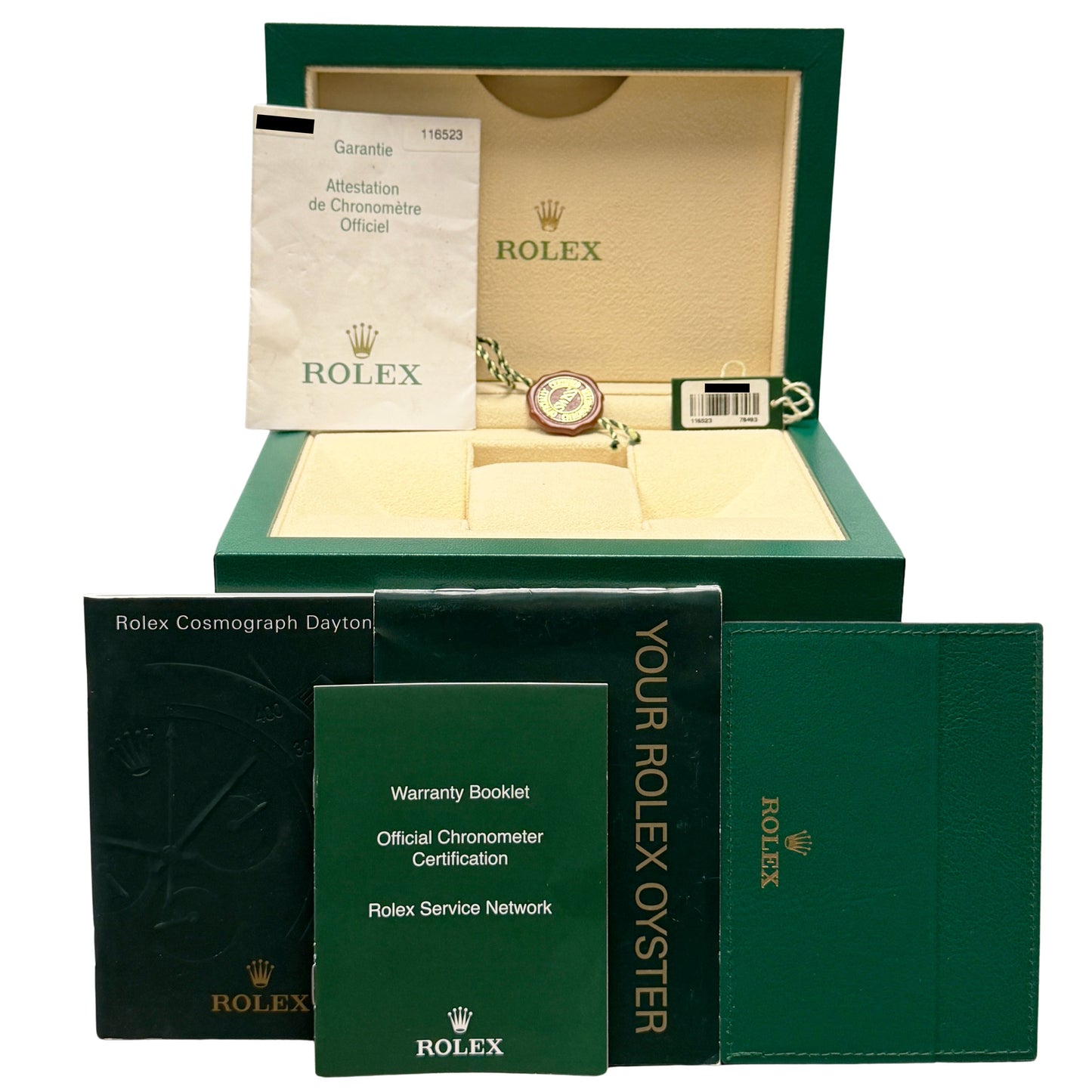 2005 PAPERS Rolex Daytona Cosmograph Two-Tone Gold White 40mm 116523 Watch BOX