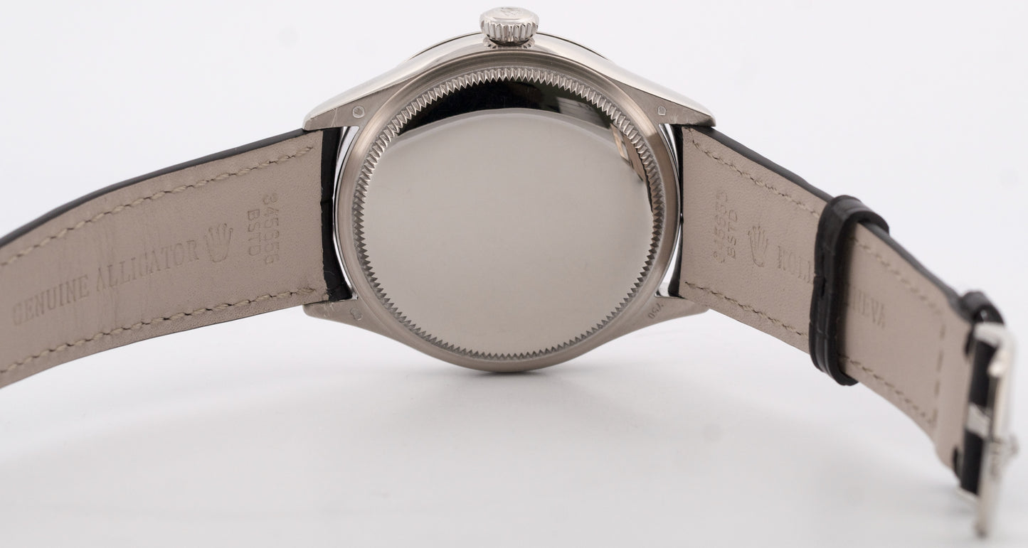 Rolex Cellini WHITE 18K White Gold 39mm Automatic Black Leather Watch 50509
