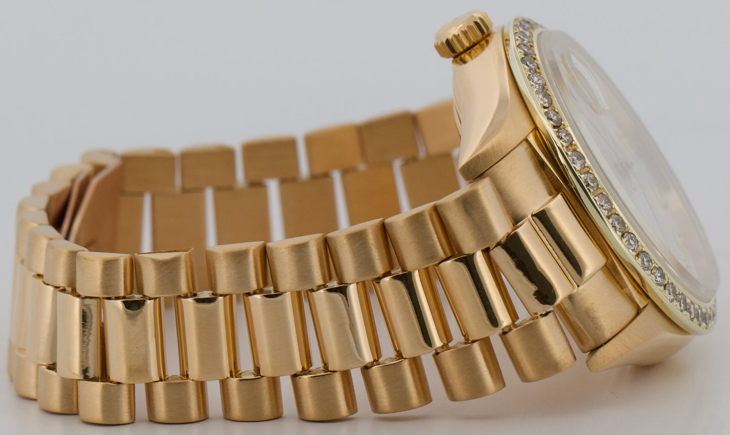 1979 Rolex Day-Date President 18038 Mother of Pearl Diamond 18K Gold 36mm Watch