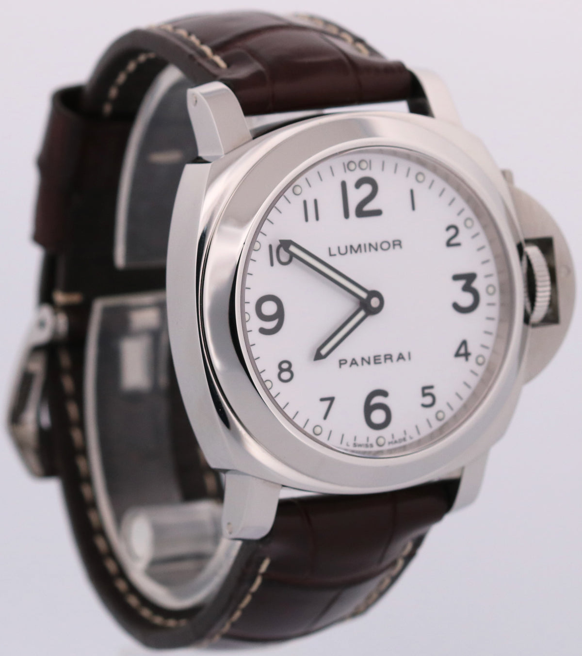 2009 Panerai Luminor Base PAM00114 Steel White 44mm Manual PAM114 Box Papers