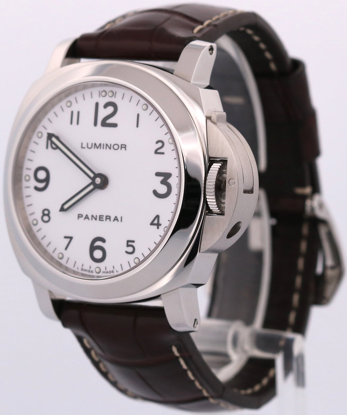 2009 Panerai Luminor Base PAM00114 Steel White 44mm Manual PAM114 Box Papers