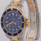 PAPERS Rolex Submariner 40mm BLUE 18K Yellow GOLD BUCKLE Stainless 16613 BOX