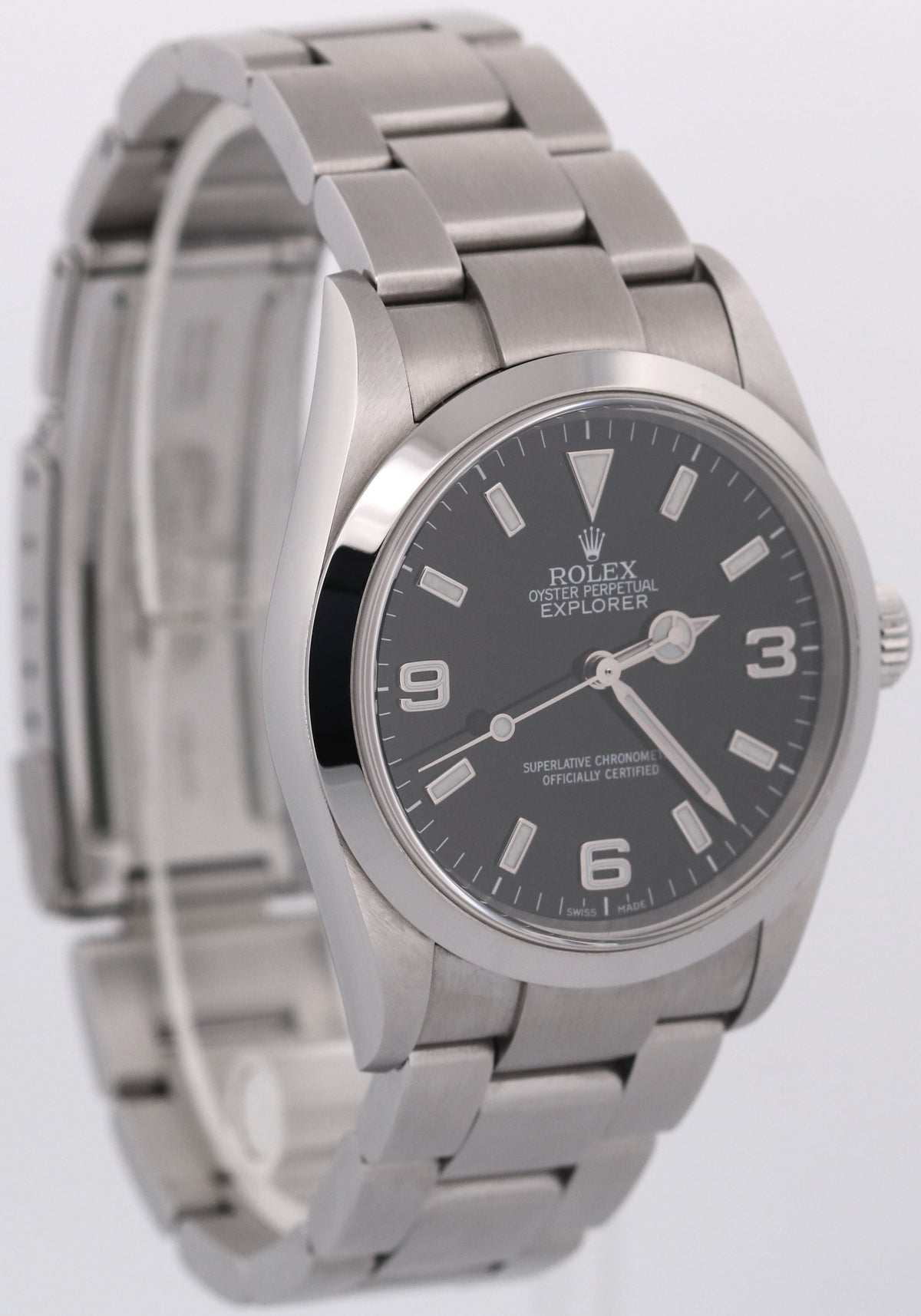 Rolex Explorer 114270 Black 36mm 3-6-9 Stainless Steel No-Holes Oyster Watch