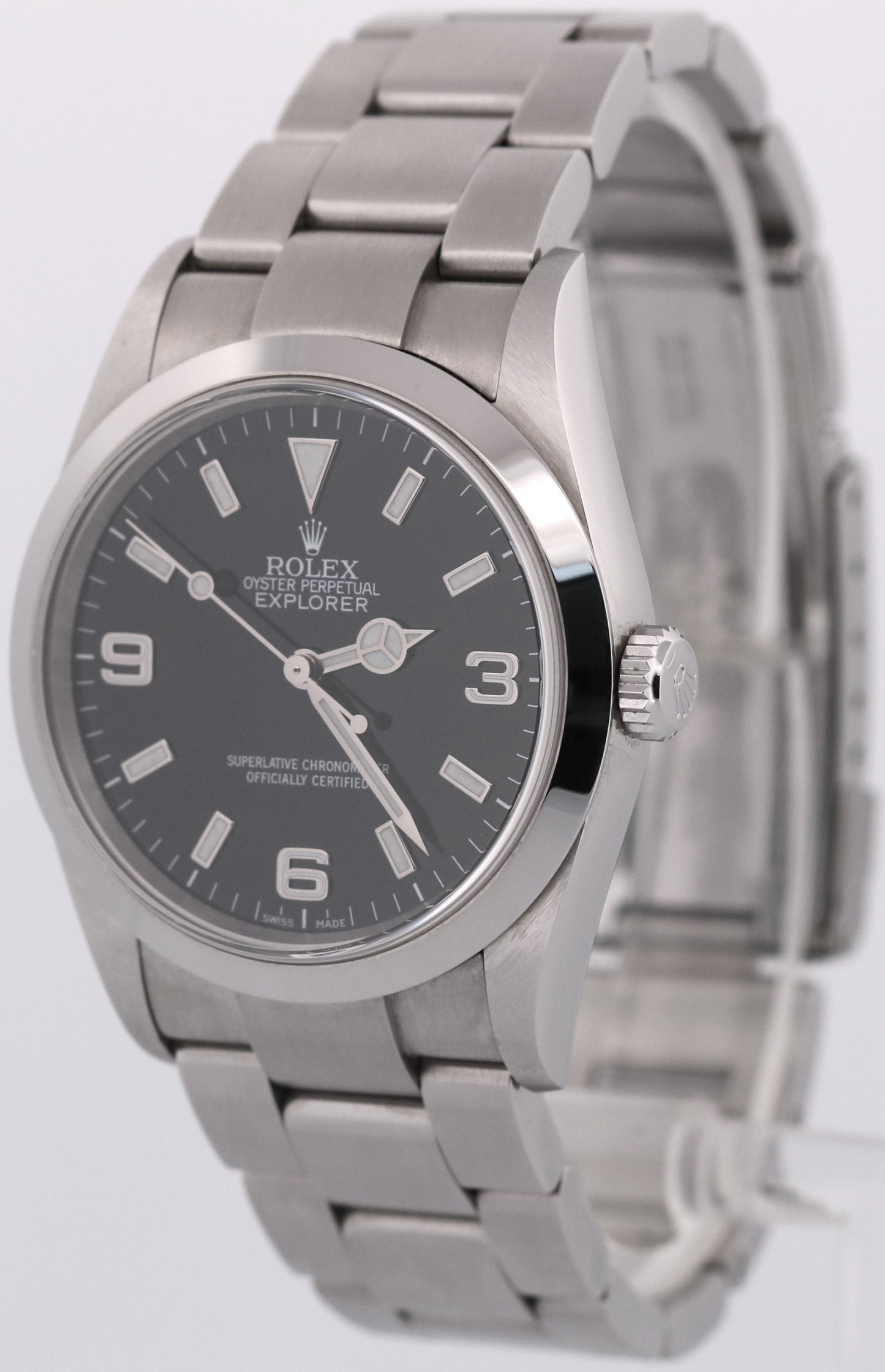 Rolex Explorer 114270 Black 36mm 3-6-9 Stainless Steel No-Holes Oyster Watch