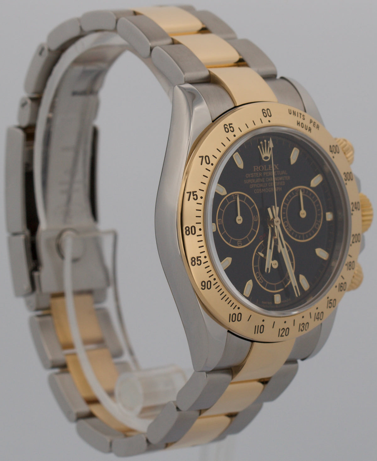 2008 Rolex Daytona Cosmograph 116523 Two-Tone Gold Steel Black 40mm Box Papers