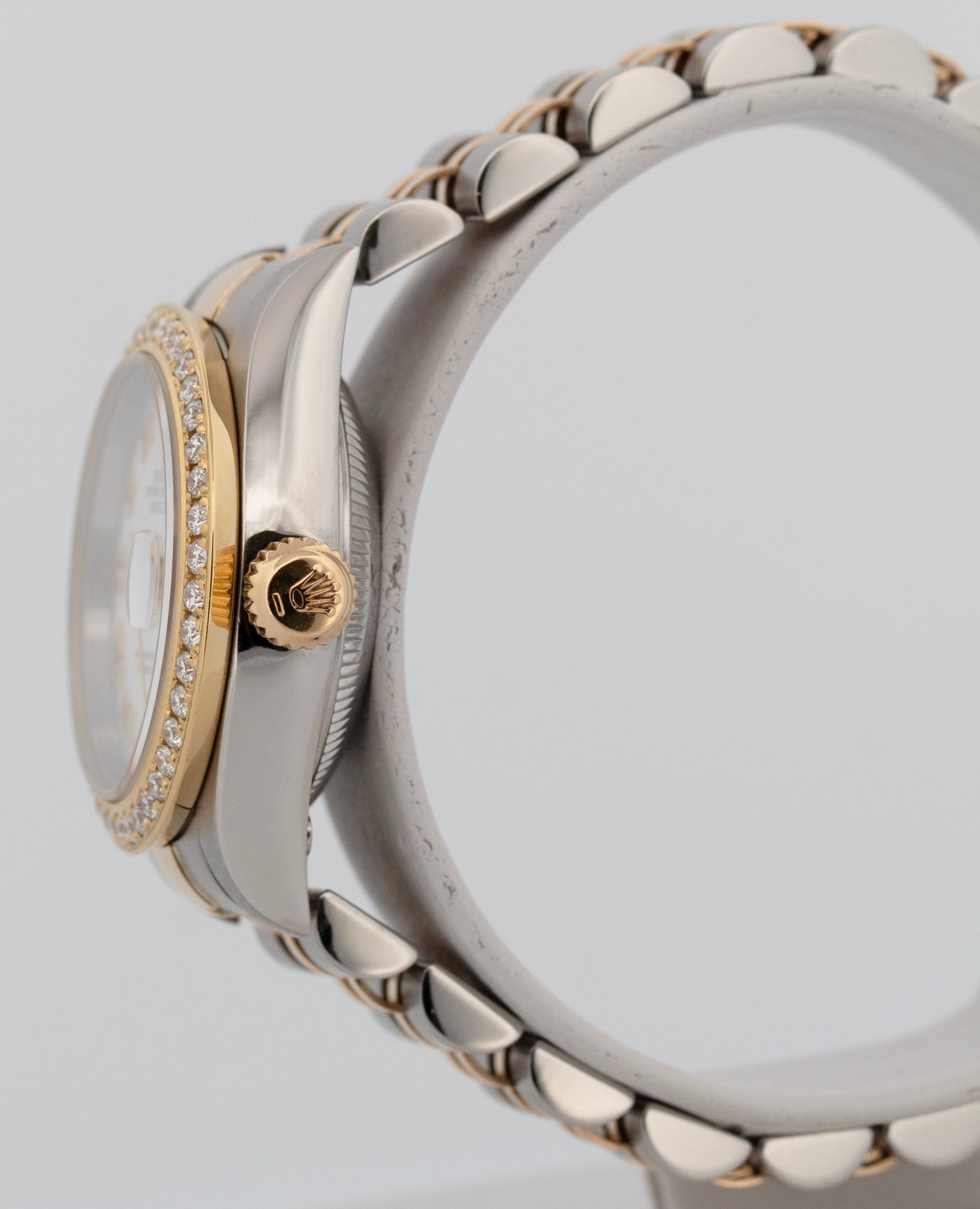 Ladies Rolex DateJust White DIAMOND 18K Gold Steel 26mm JUBILEE Watch 79173