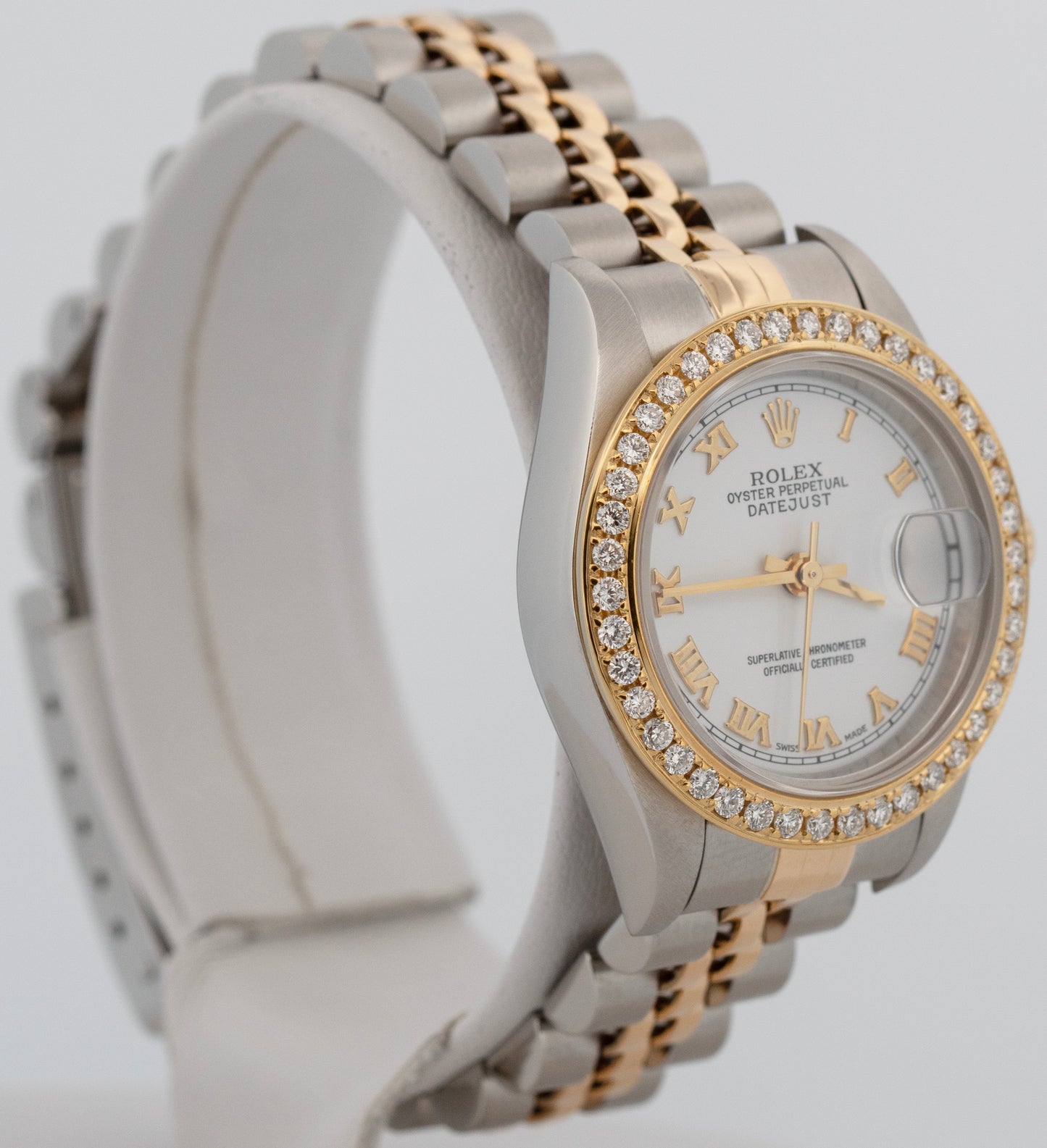 Ladies Rolex DateJust White DIAMOND 18K Gold Steel 26mm JUBILEE Watch 79173