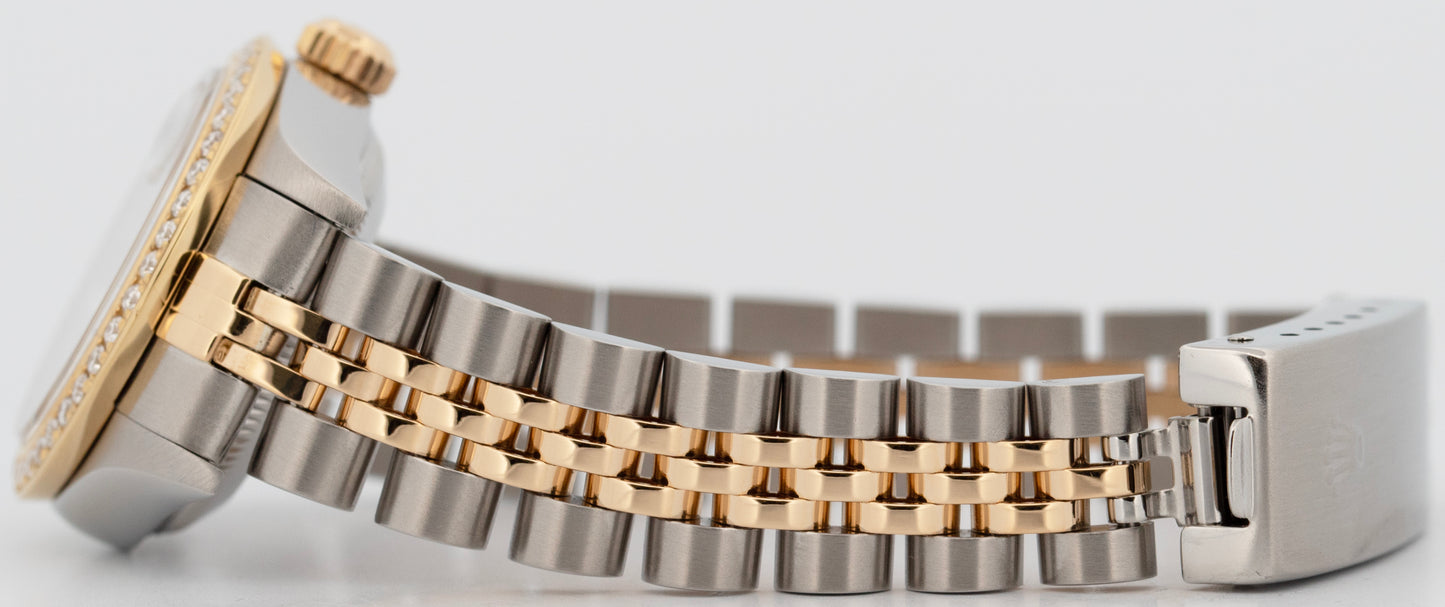 Ladies Rolex DateJust White DIAMOND 18K Gold Steel 26mm JUBILEE Watch 79173