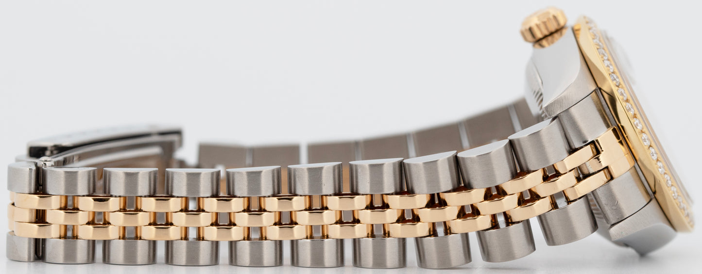 Ladies Rolex DateJust White DIAMOND 18K Gold Steel 26mm JUBILEE Watch 79173