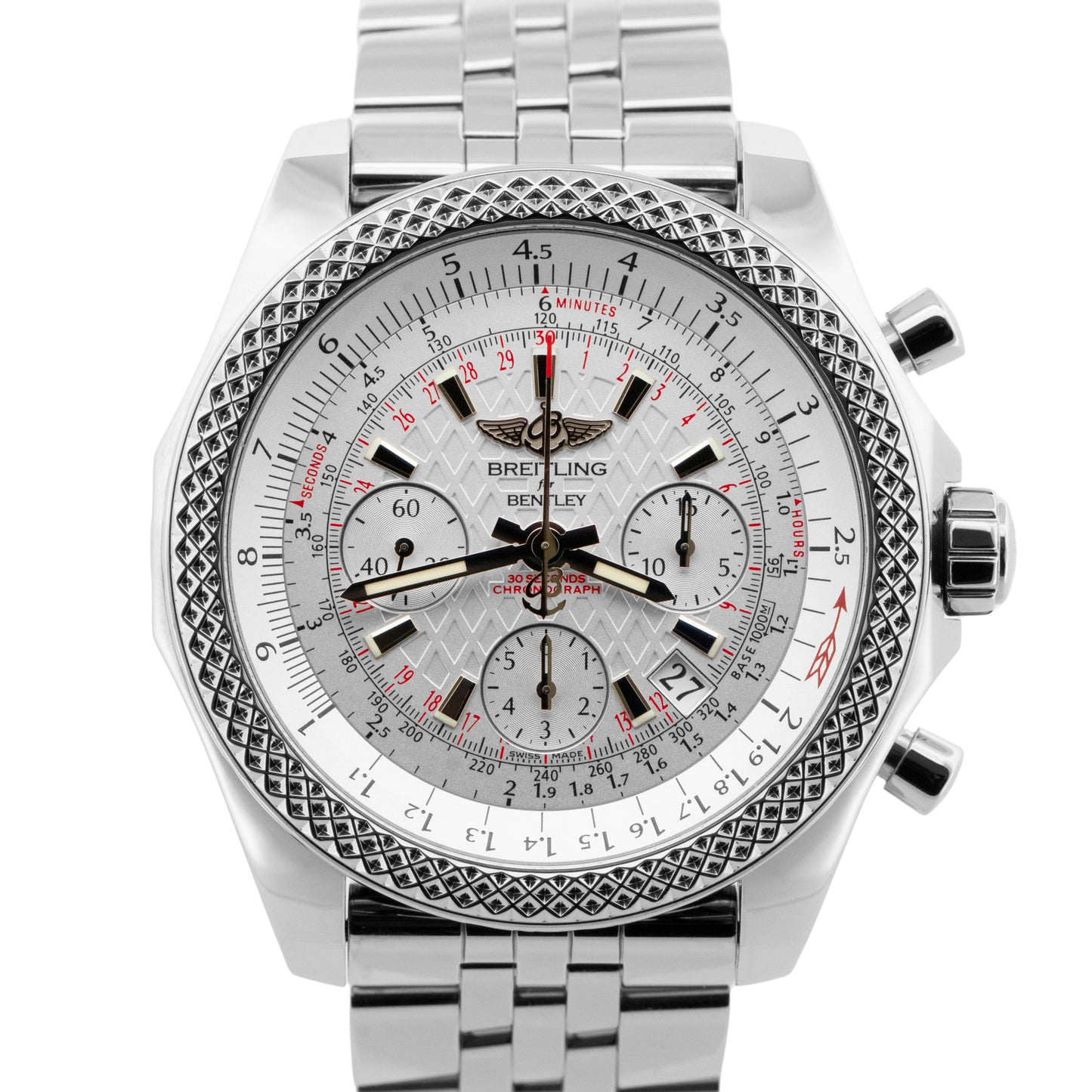 PAPERS Breitling For Bentley B06 White Stainless Steel AB0612 44mm Watch BOX