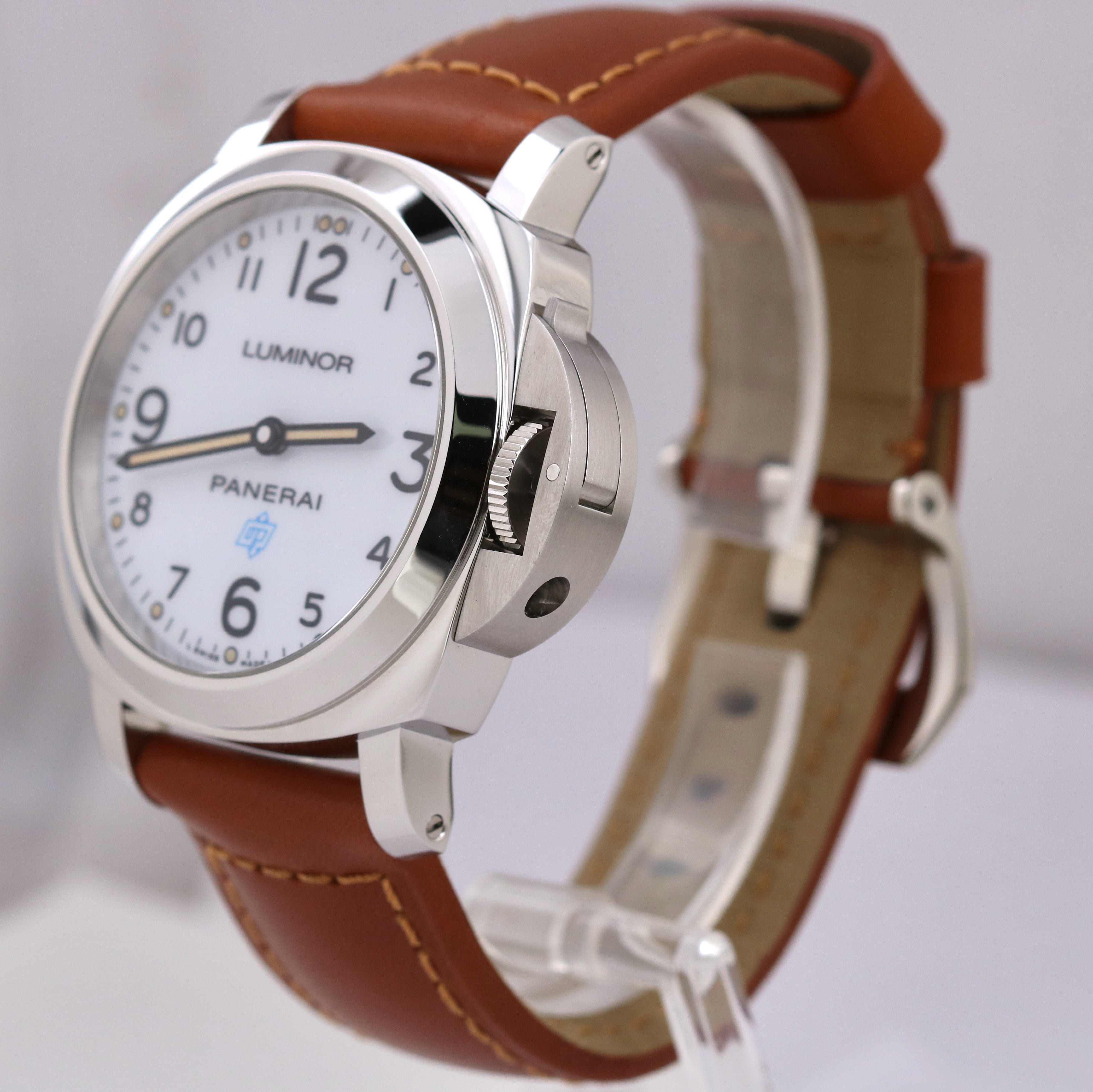 2020 PAPERS Panerai Luminor PAM00775 White Steel Brown Leather