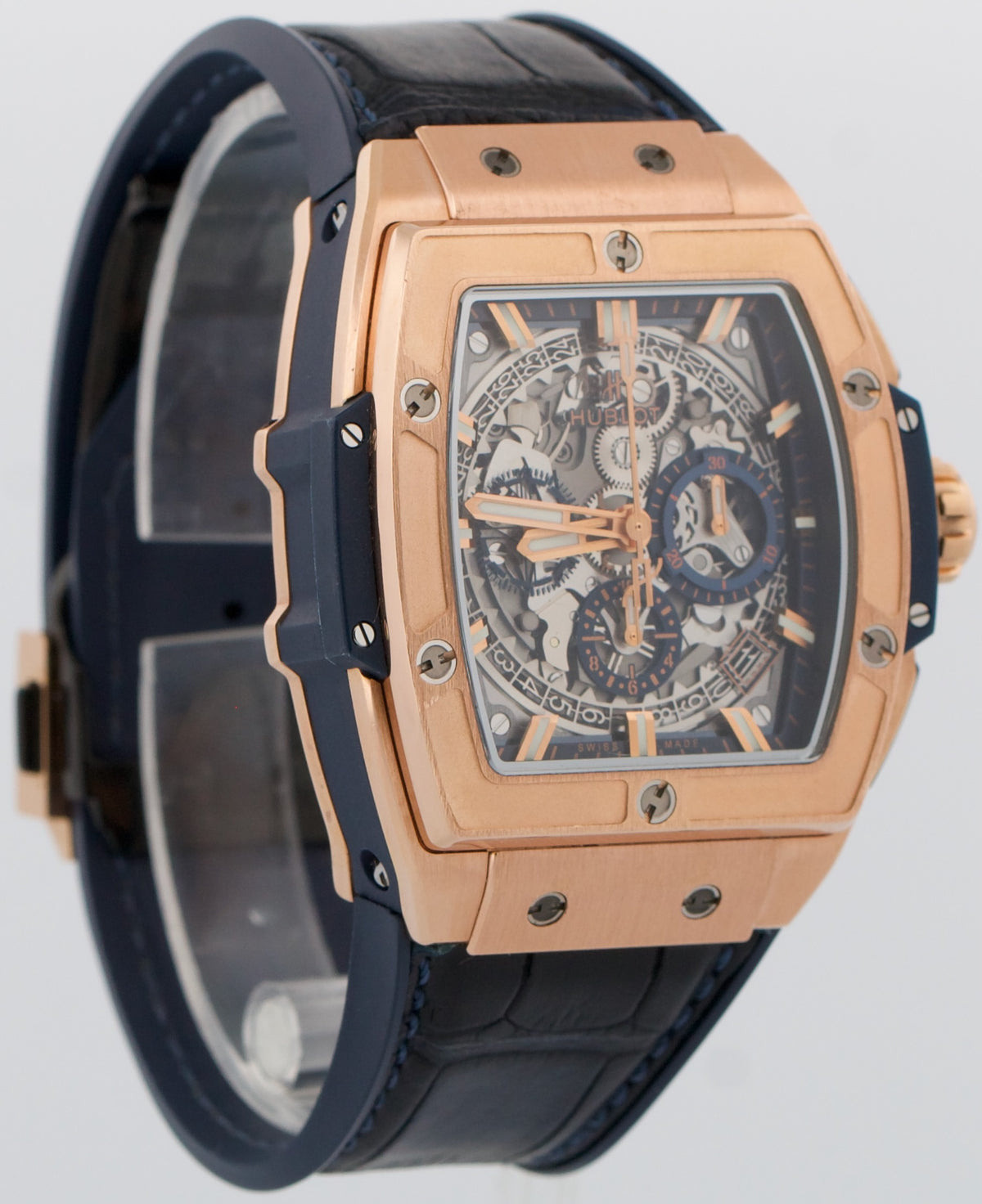 Hublot Spirit of Big Bang 641.OX.7180.LR Skeleton 18K Rose Gold Blue 42mm Watch
