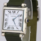 VINTAGE Cartier Tank Obus Sterling Silver Green Leather 25mm Manual Watch