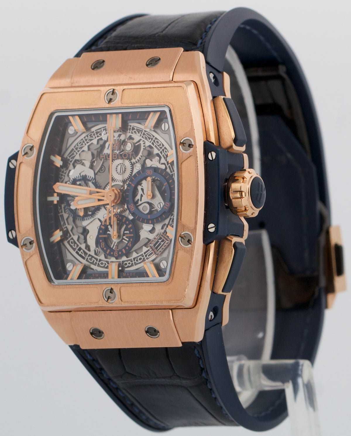 Hublot Spirit of Big Bang 641.OX.7180.LR Skeleton 18K Rose Gold Blue 42mm Watch