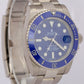 Rolex Submariner Date 18K White Gold SMURF Blue Ceramic 40mm 116619 LB BOX