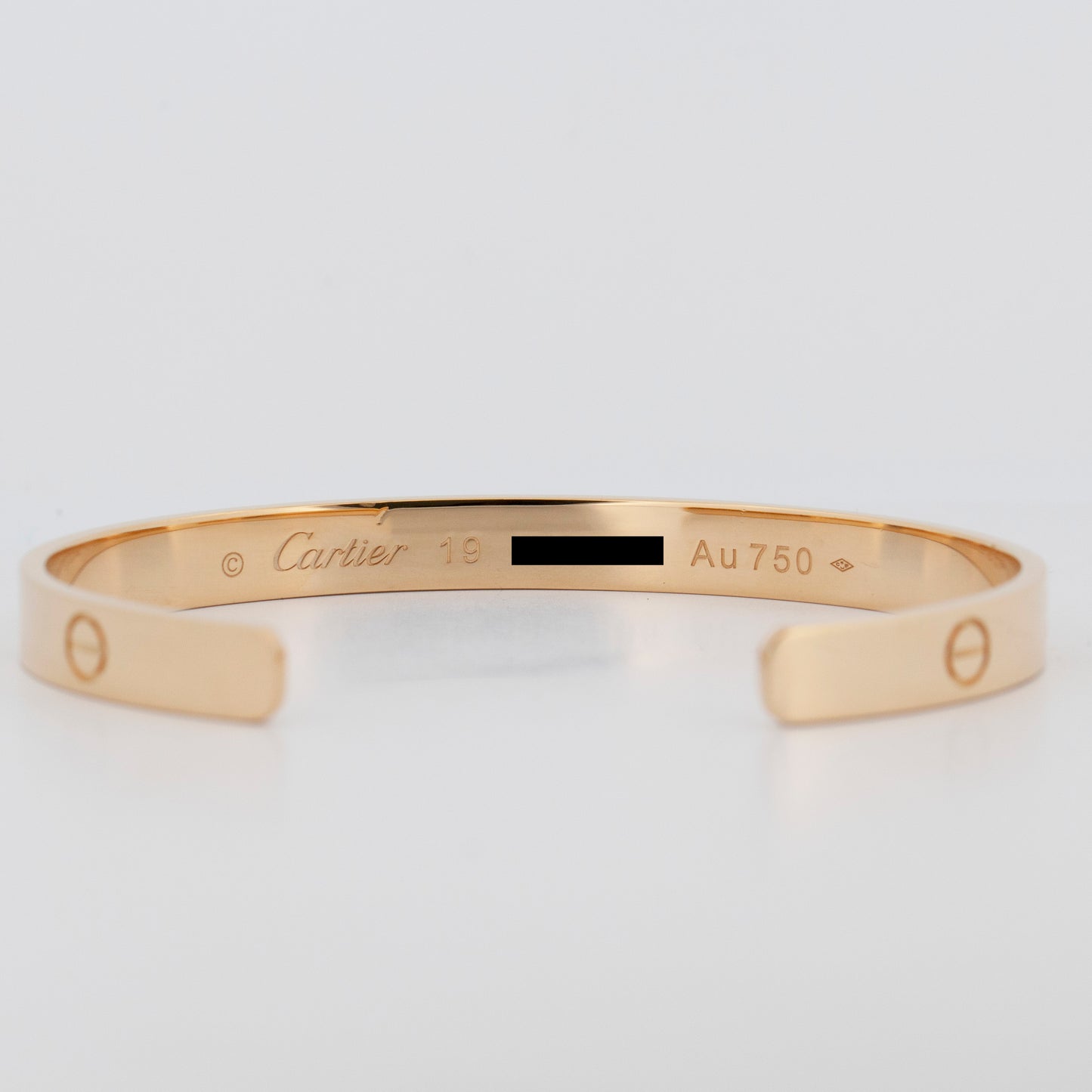 2015 PAPERS Cartier LOVE CUFF Bracelet Solid 18K Yellow Gold Size 19 AU 750 BOX