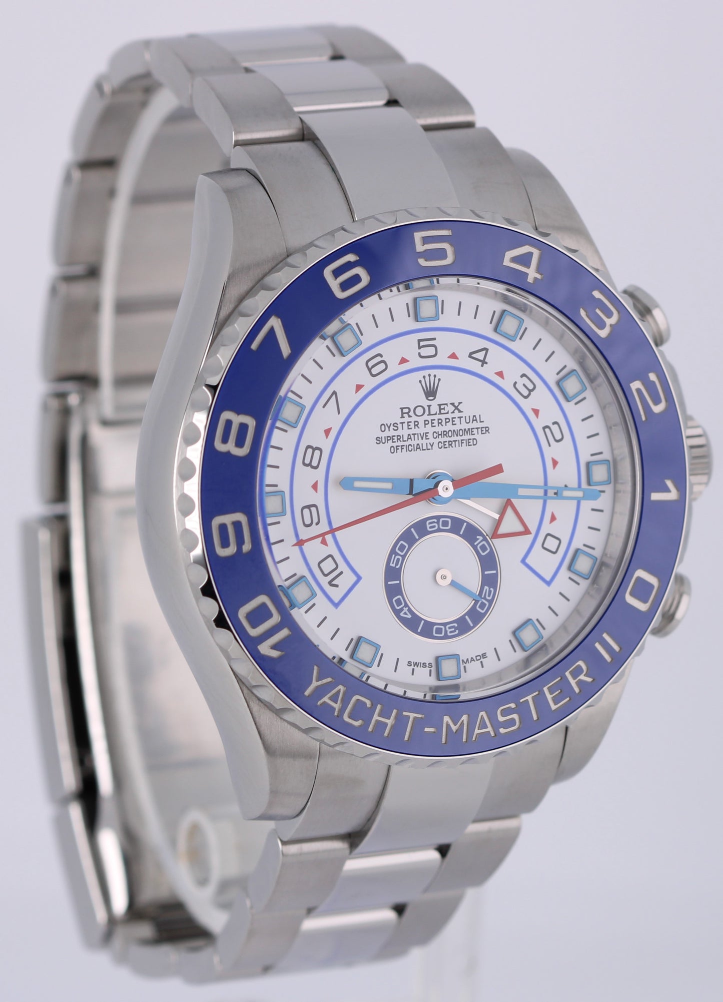 2024 RSC PAPERS Rolex Yacht-Master II Steel White Blue 44mm 116680 Watch BOX