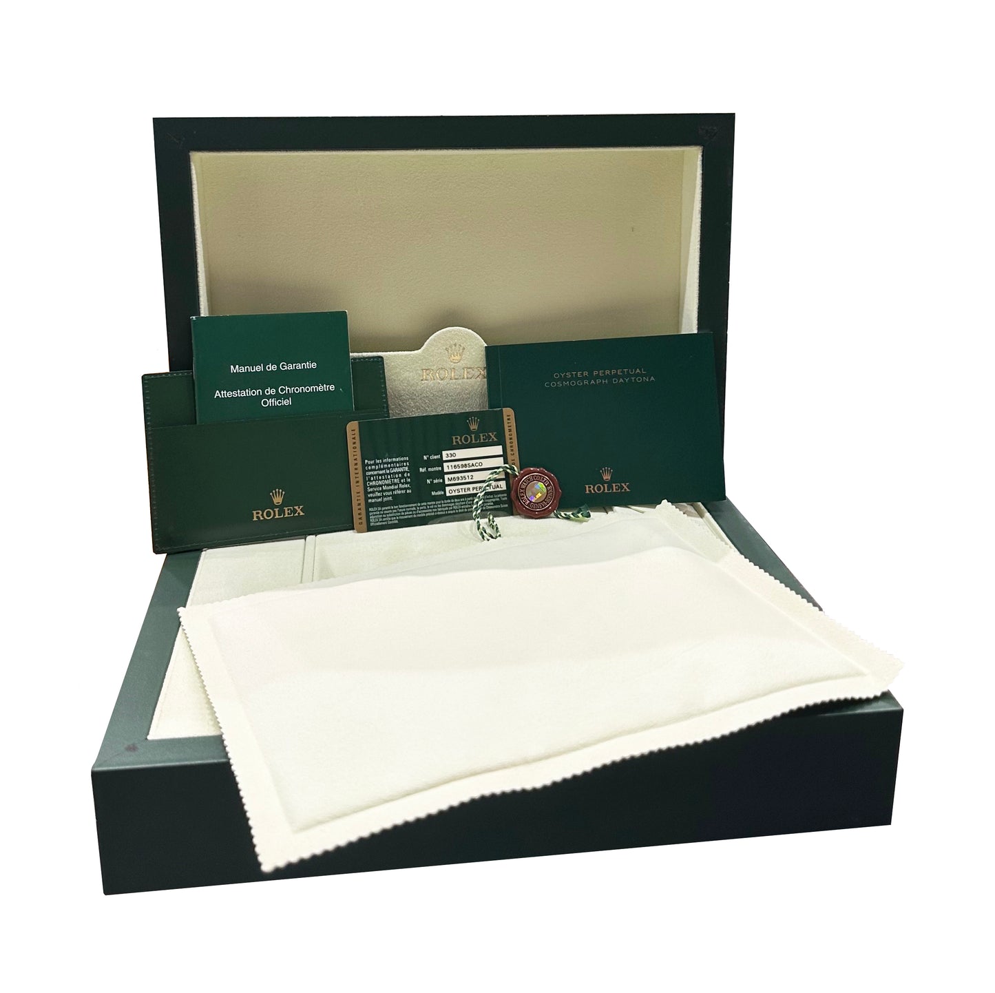 Rolex Daytona Yellow Gold FACTORY ORANGE SAPPHIRE DIAMOND Watch 116598 SACO B+P