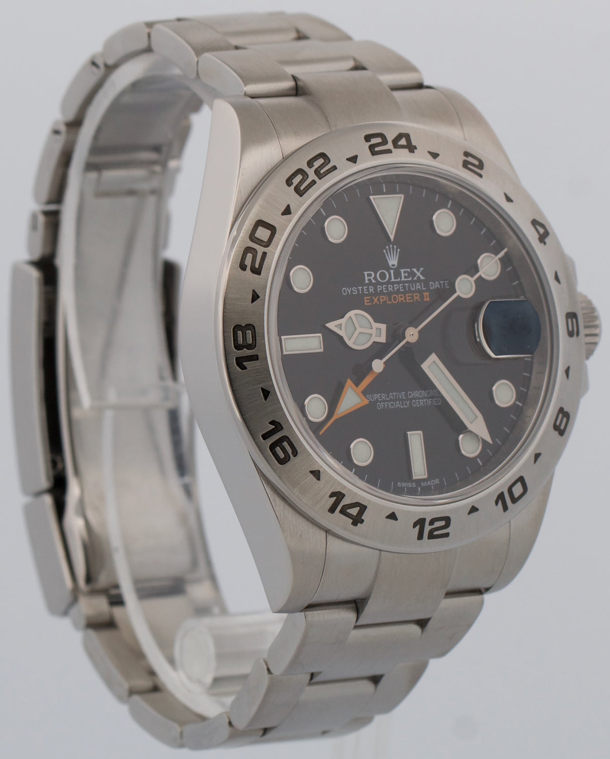 2012 Rolex Explorer II 216570 42mm Black Orange Steel GMT Watch Box Papers