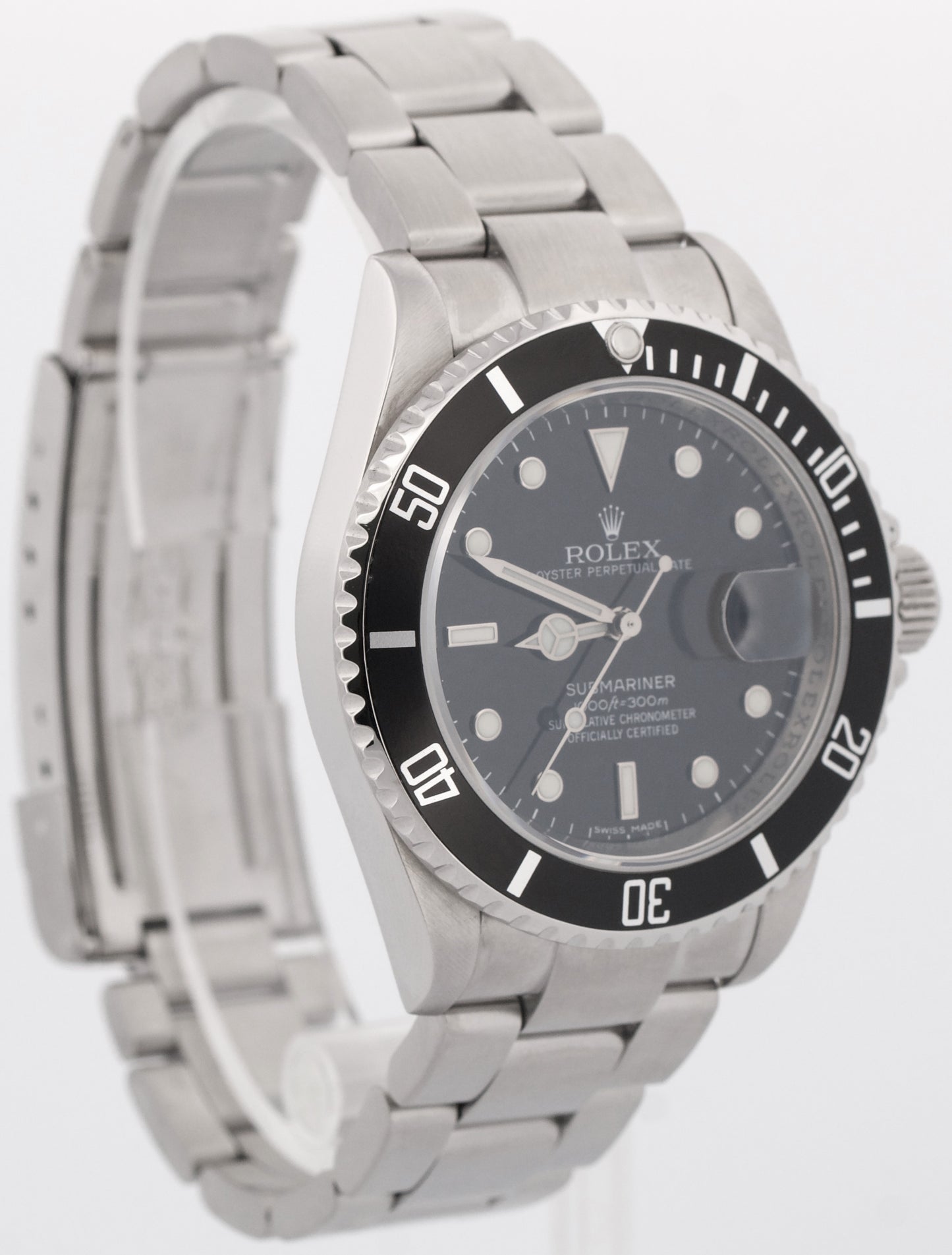 Rolex Submariner Date NO-HOLES Stainless Steel Black REHAUT 40mm 16610T Watch
