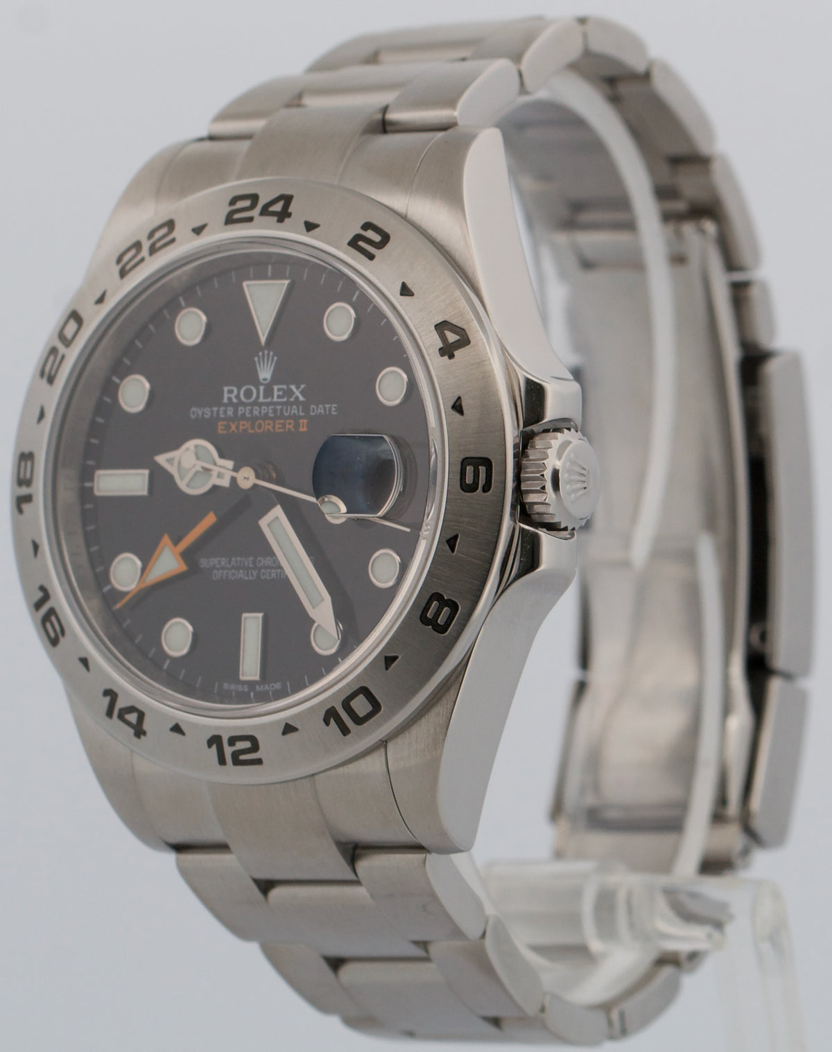2012 Rolex Explorer II 216570 42mm Black Orange Steel GMT Watch Box Papers