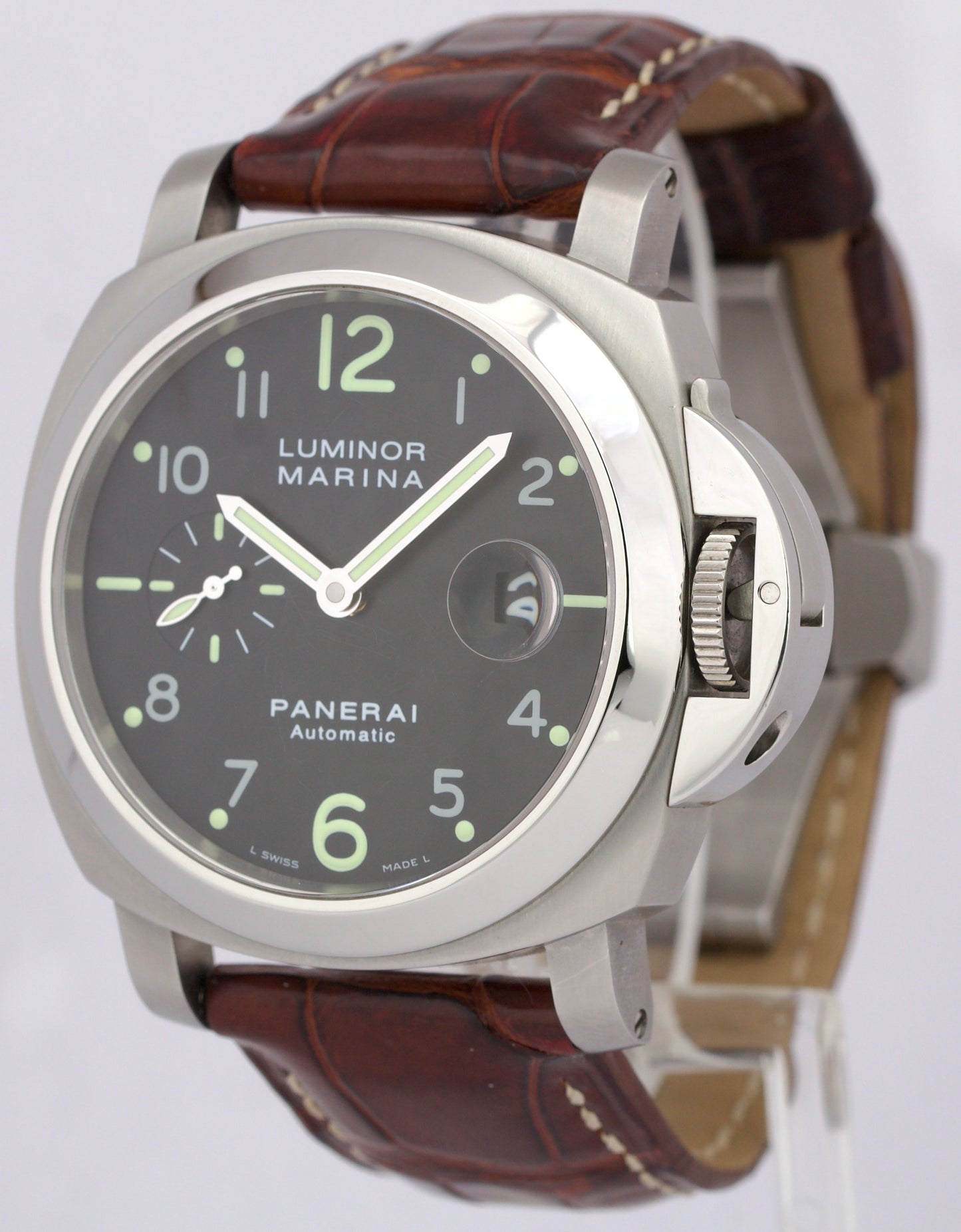 Panerai Luminor Marina Stainless Steel Black 44mm PAM00164 Leather PAM 164 Watch