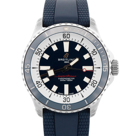NEW STICKERED PAPERS Breitling SuperOcean 42mm Blue Steel Watch A17375 Watch BOX