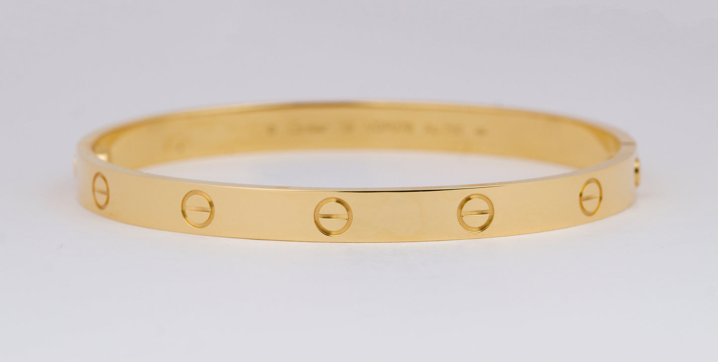 NEW 2023 PAPERS Cartier LOVE Bracelet Solid 18K Yellow Gold Size 19 AU 750 BOX